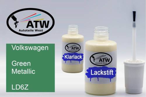 Volkswagen, Green Metallic, LD6Z: 20ml Lackstift + 20ml Klarlack - Set, von ATW Autoteile West.